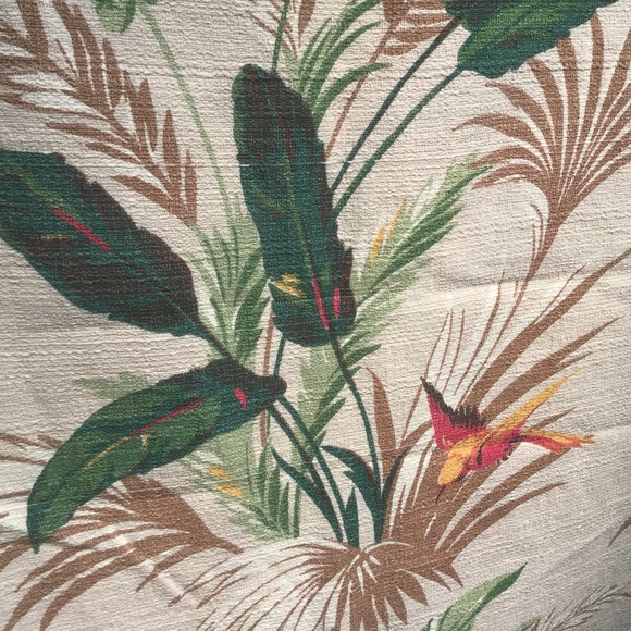 Vintage Accents Bird Of Paradise Barkcloth Fabric Curtains
